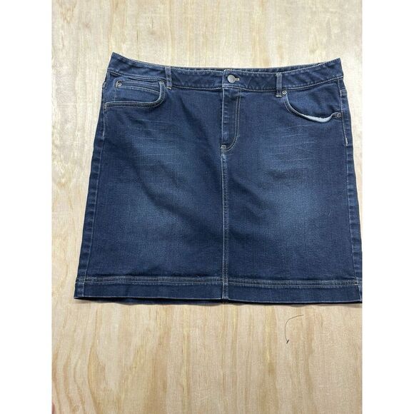 J. Jill 16 Stretch Denim Skirt Dark Wash Pockets Mini Short Skirt - Picture 1 of 6